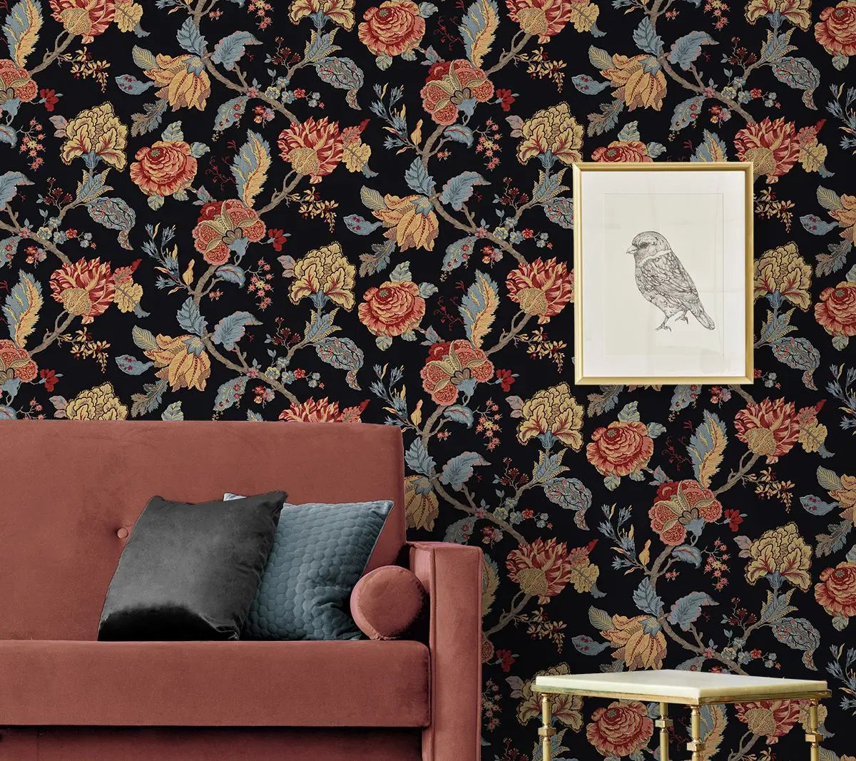 NextWall Kianna Jacobean Floral Peel and StickWallpaper