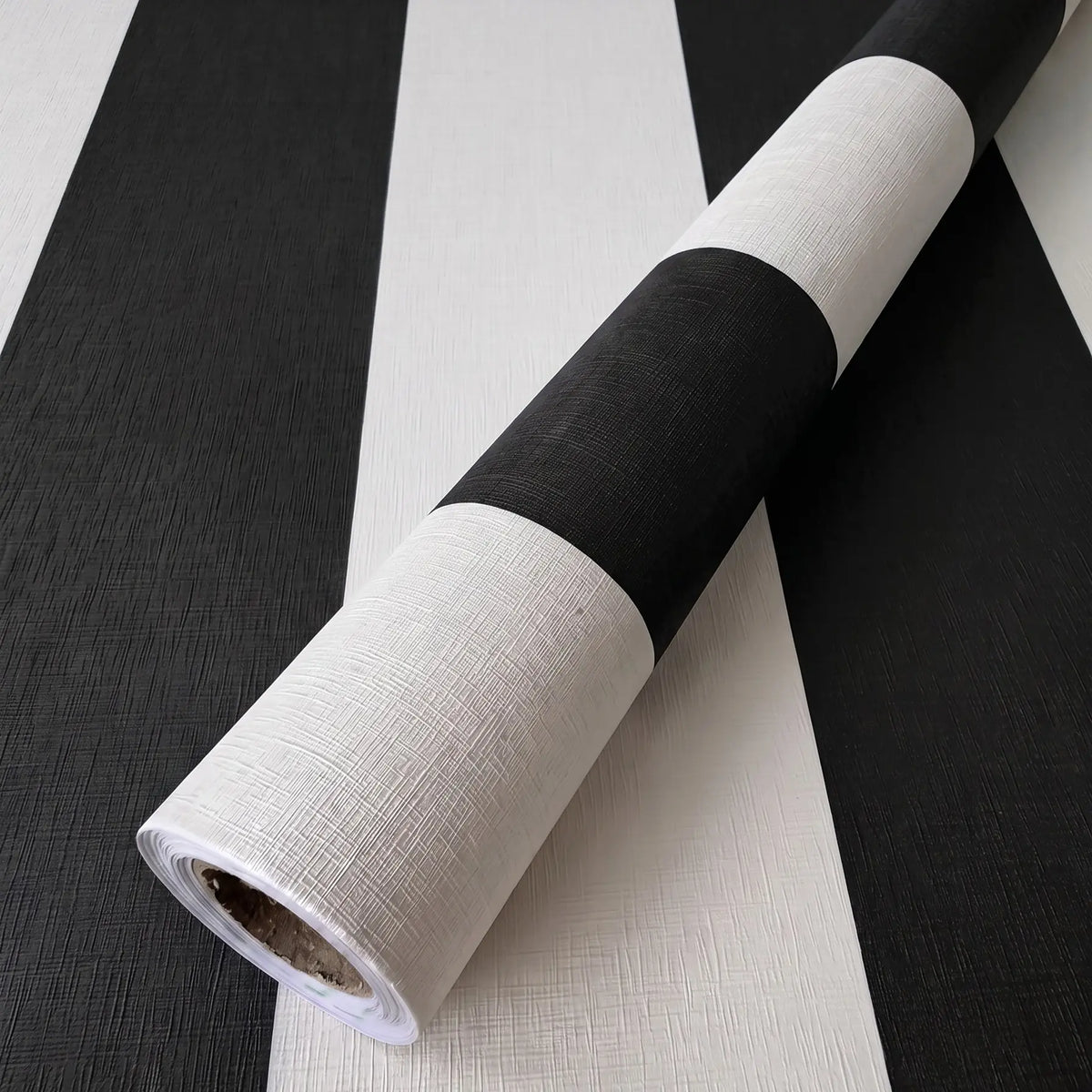 1 Roll Self-Adhesive Modern Vertical Striped Wallpaper, 4 Colors (Pink/White, Blue/White, Green/White, Black/White), 40cm/15.7" Wide Waterproof, for Bedroom & Rental Apartment Renovation
