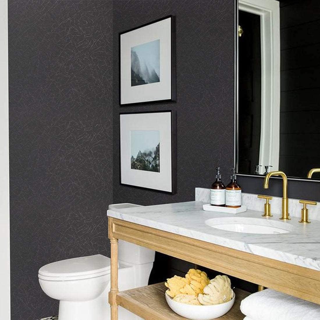 Black Silk Wallpaper Embossed Self Adhesive Peel and Stick Contact Paper