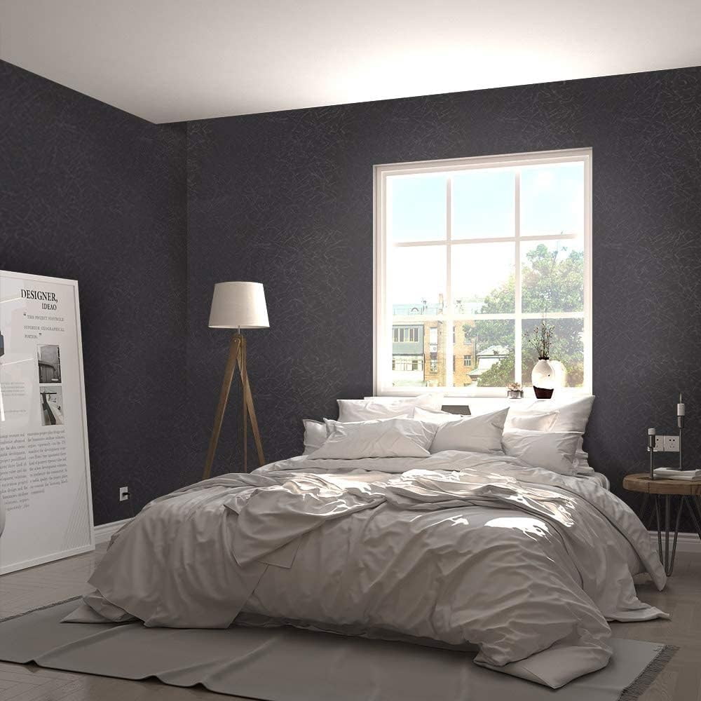 Black Silk Wallpaper Embossed Self Adhesive Peel and Stick Contact Paper