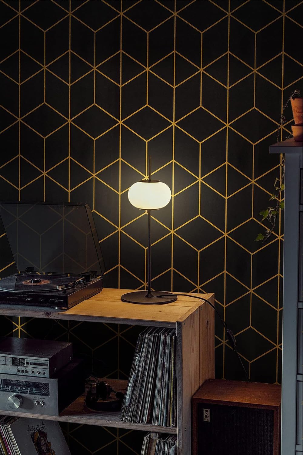 Safiyya 118" x 17.3" Gold and Black Wallpaper Geometric Contact Paper Peel and Stick Wallpaper Removable Self Adhesive Contact Paper for Cabinets and Walls Vinyl Rolls