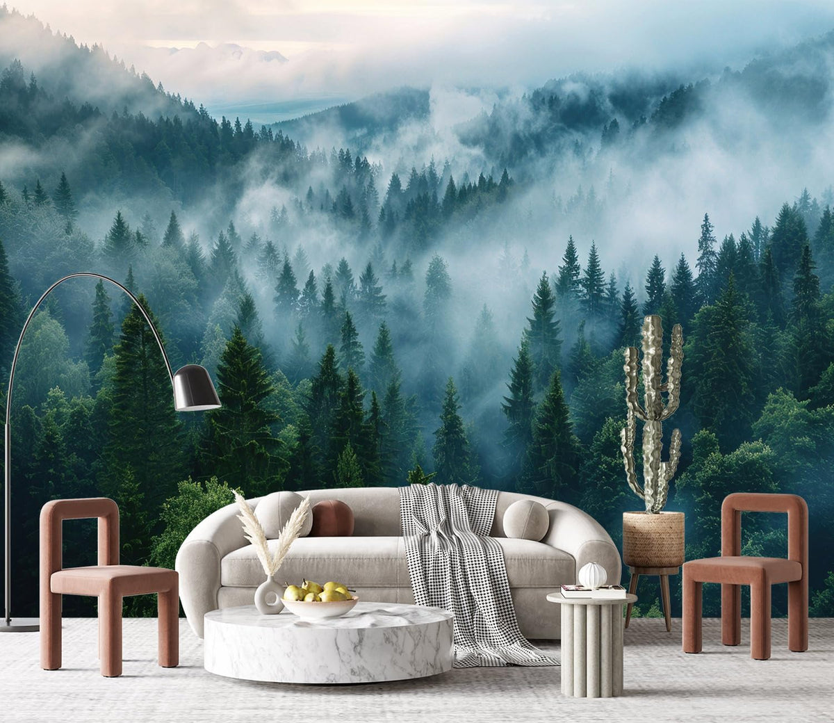 YQWDMX - Beige Forest Peel and Stick Wallpaper Jungle Self-Adhesive Mural for Living Room ZY12 L