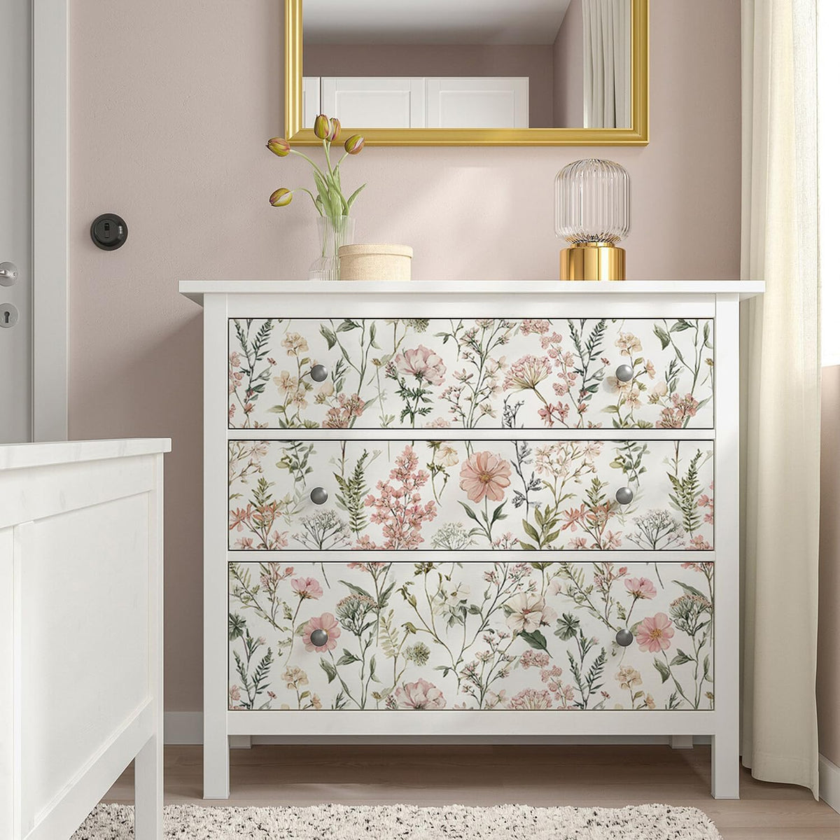 Orainege Pink Floral Peel and Stick Wallpaper Self Adhesive Wallpaper