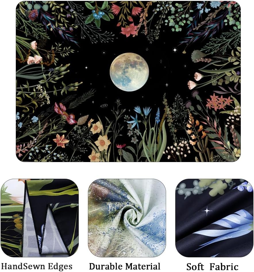 Amhokhui Moonlit Garden Tapestry Floral Flower Tapestry