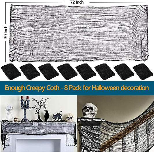 8Pcs Halloween Creepy Cloth Spooky Gauze Fabric Tapestry Decorations