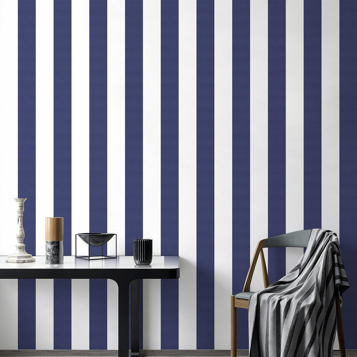 Jeweluck Black and White Striped Wallpaper Peel and Stick Wallpaper Vinyl