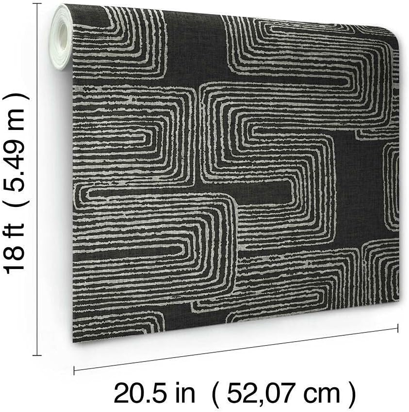 RoomMates RMK12216PL Nikki Chu Black and White Zulu Signature Peel and Stick Wallpaper, Roll, Black/White