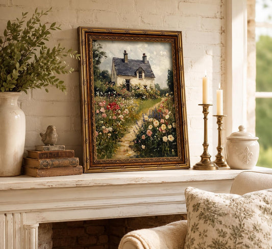 3D Textured Canvas Wall Art Vintage Carved Gold Frame Vintage Country Farmhouse Wildflower Nature Floral Relief Poster Print Artwork for Bedroom, Bathroom, Living Room Office Home Decor