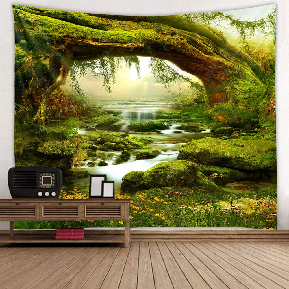 Llamazing Forest Tapestry Home Decor Landscape Living Room Bedroom Decoration Magic Tapestry Curtain (Morning Forest, 78''L×60''W)