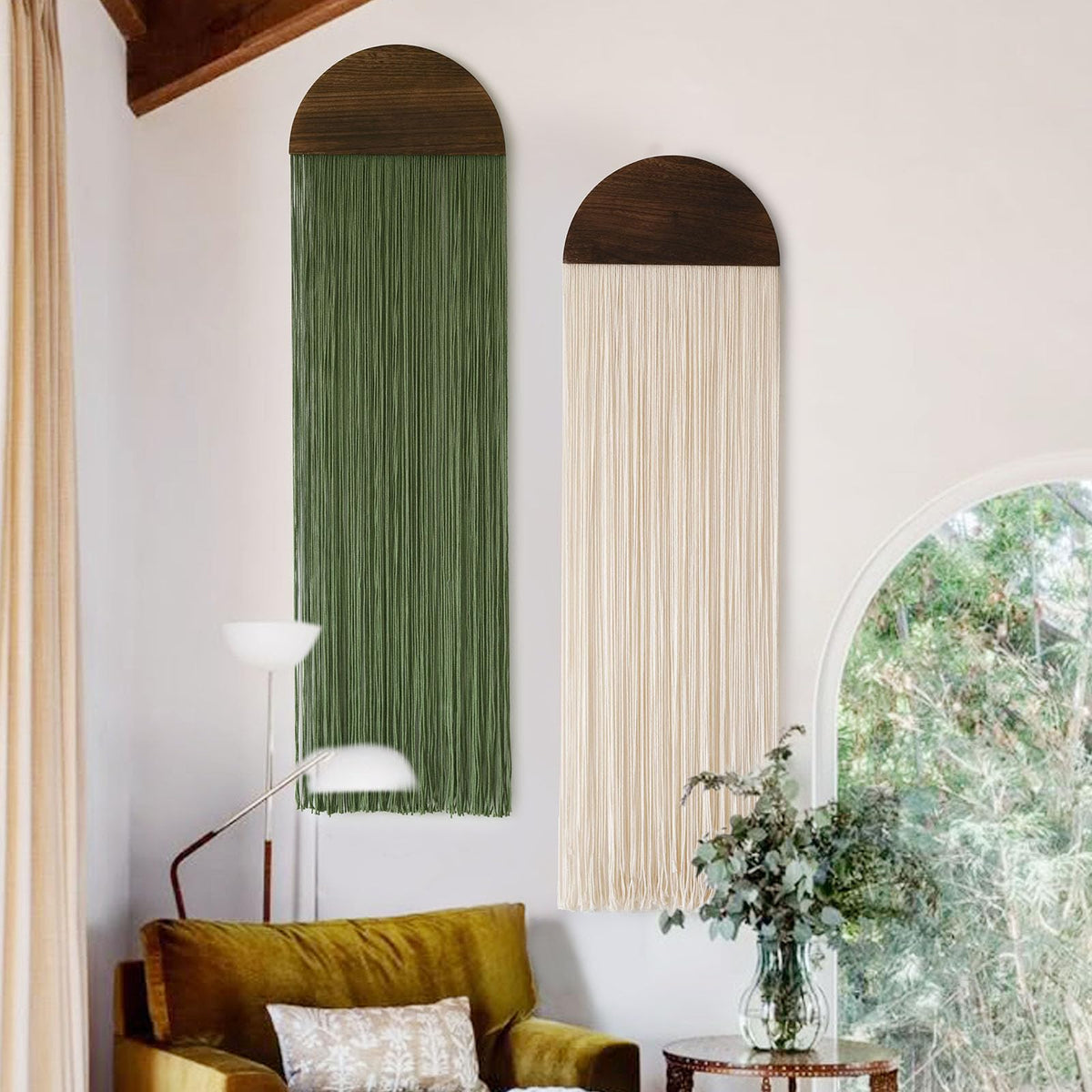 2Pcs Macrame Wall Hanging Fiber wall Art Handmade Boho Decor 13.7"W*51"L