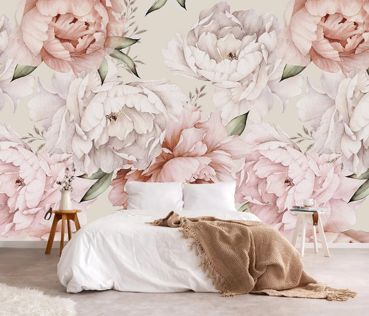 YQWDMX - Beige Forest Peel and Stick Wallpaper Jungle Self-Adhesive Mural for Living Room ZY12 L