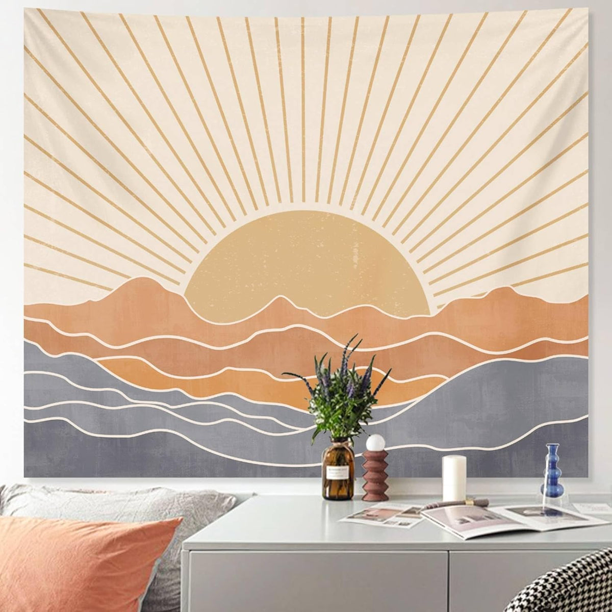 Apdidl Boho Tapestry for Bedroom, Sun Bohemian Wall Hanging Classroom Decor