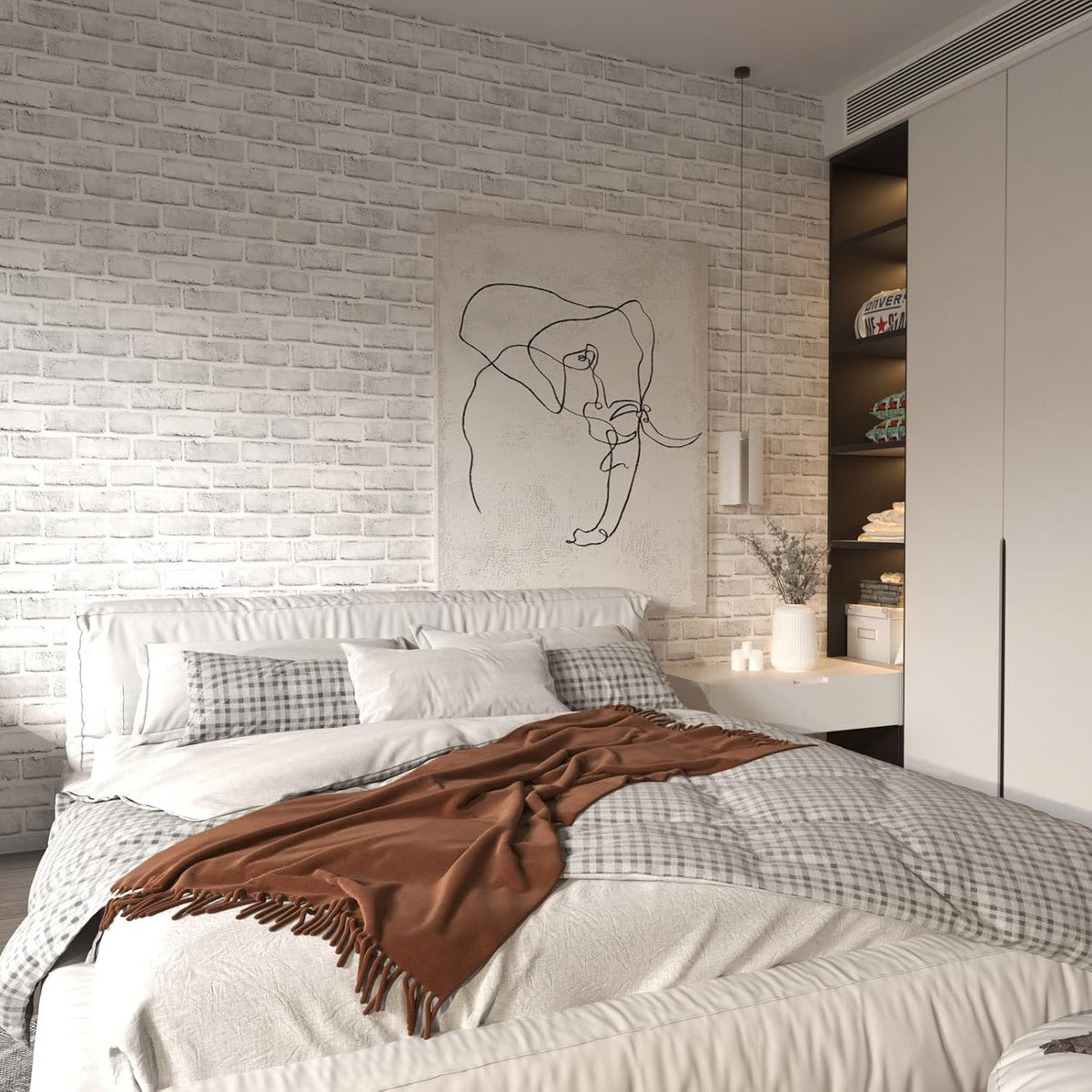 Cohoo Home White Brick Wallpaper Peel and Stick Contact Paper Faux 393”×18”