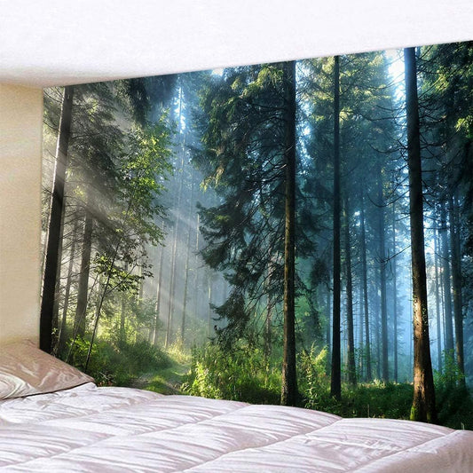 Llamazing Forest Tapestry Home Decor Landscape Living Room Bedroom Decoration Magic Tapestry Curtain (Morning Forest, 78''L×60''W)