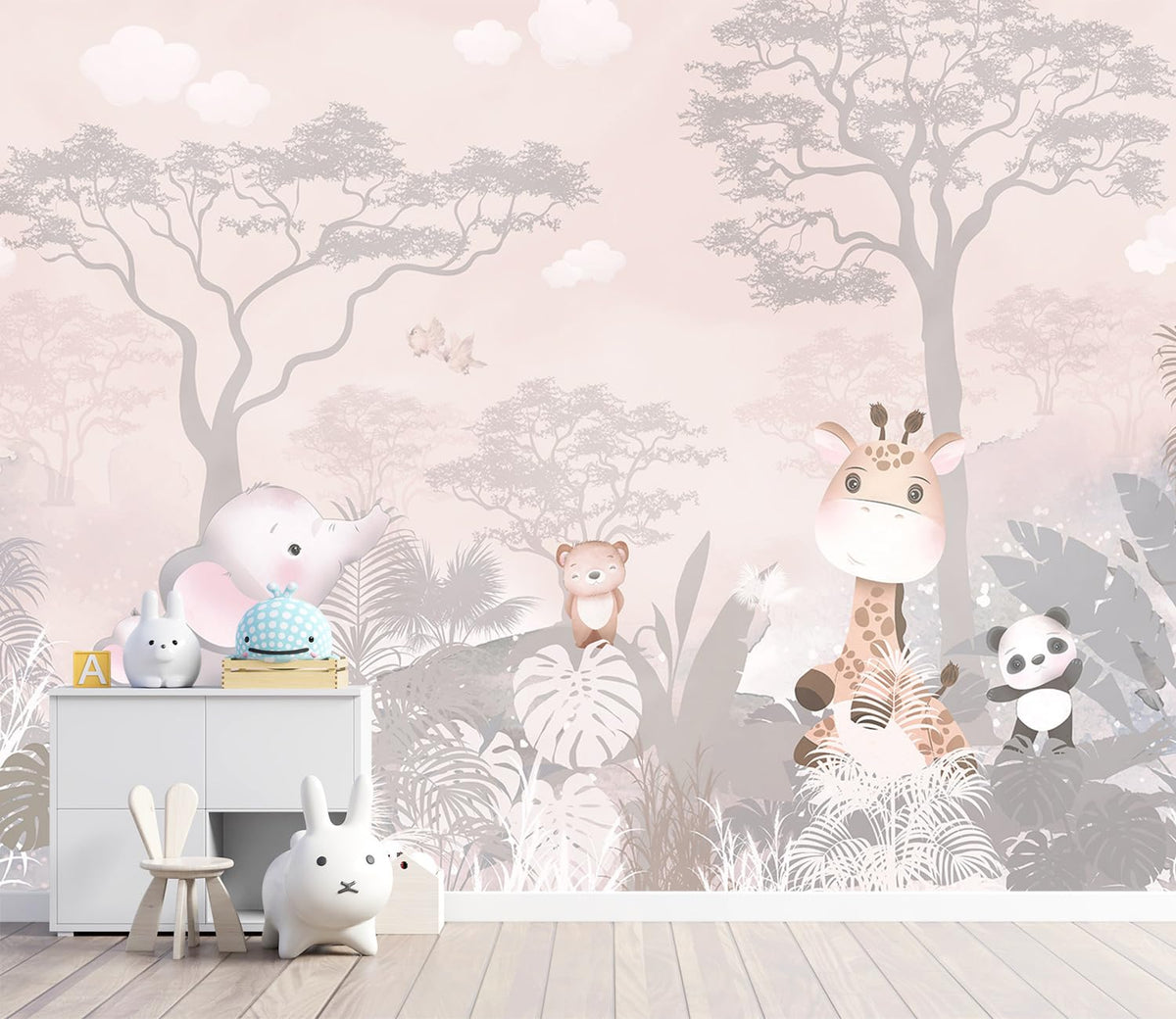 YQWDMX - Beige Forest Peel and Stick Wallpaper Jungle Self-Adhesive Mural for Living Room ZY12 L