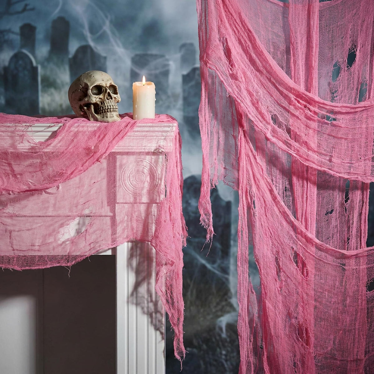 RunNico 197" x 85" Halloween Creepy Cloth - Halloween Spooky Fabric Cloth - Scary Gauze Blood Creepy Cloth for Haunted House Halloween Party Yard Wall Doorway Outdoors Decoration