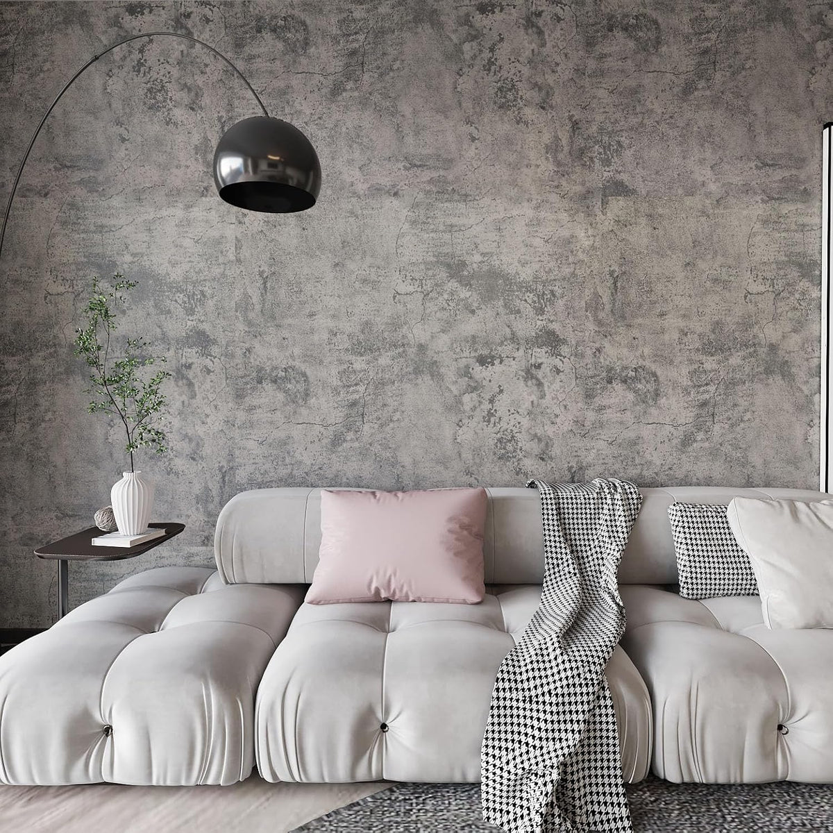 BAYYA Concrete Wallpaper Peel and Stick Grey Cement Contact Paper Industrial Style Self Adhesive Waterproof Removable Decorative Wall Covering Vinyl Film Furniture Stickers for Floor Wall Cabinets