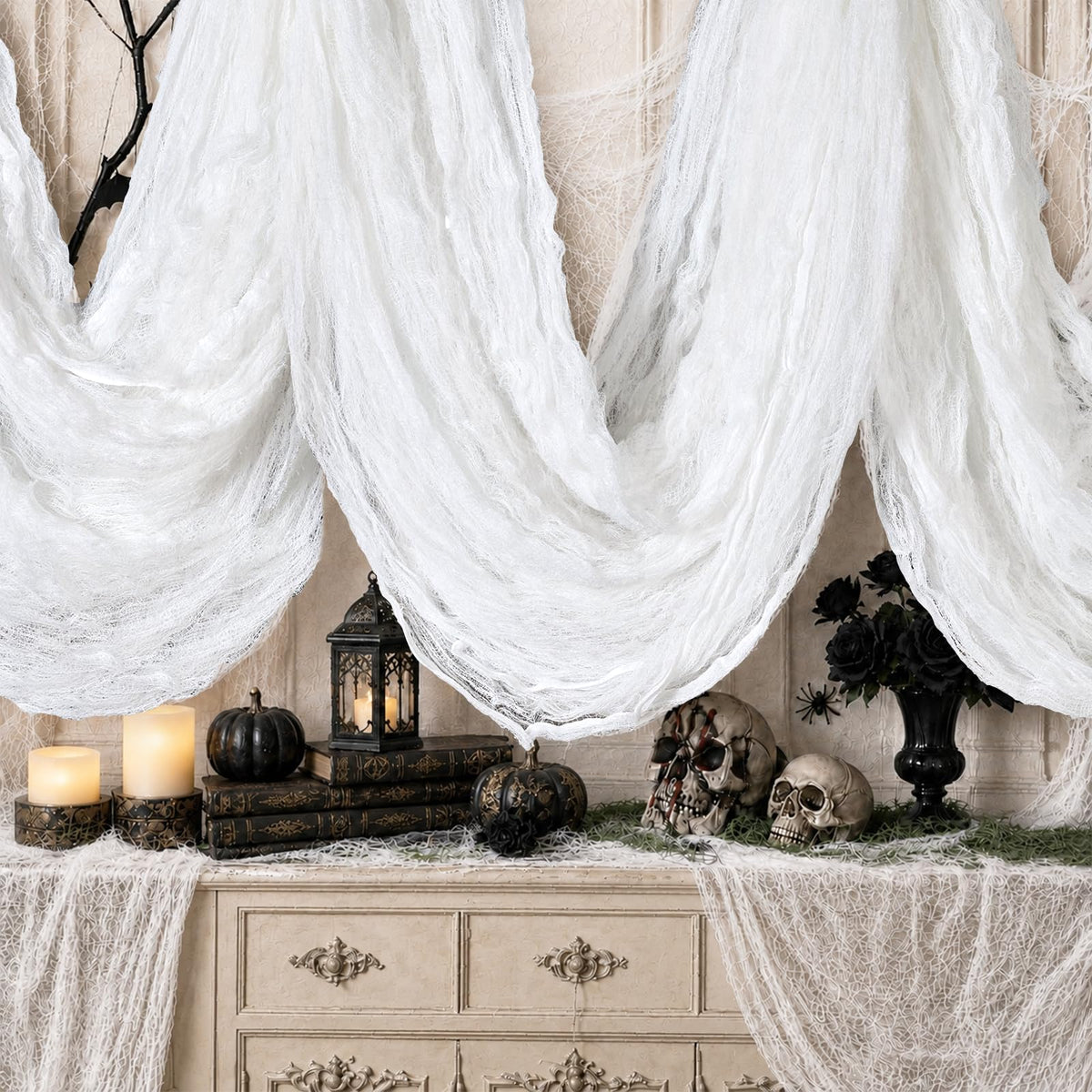 600 x 80 in Halloween Creepy Cloth for Yard and Outdoor Decorations, Green