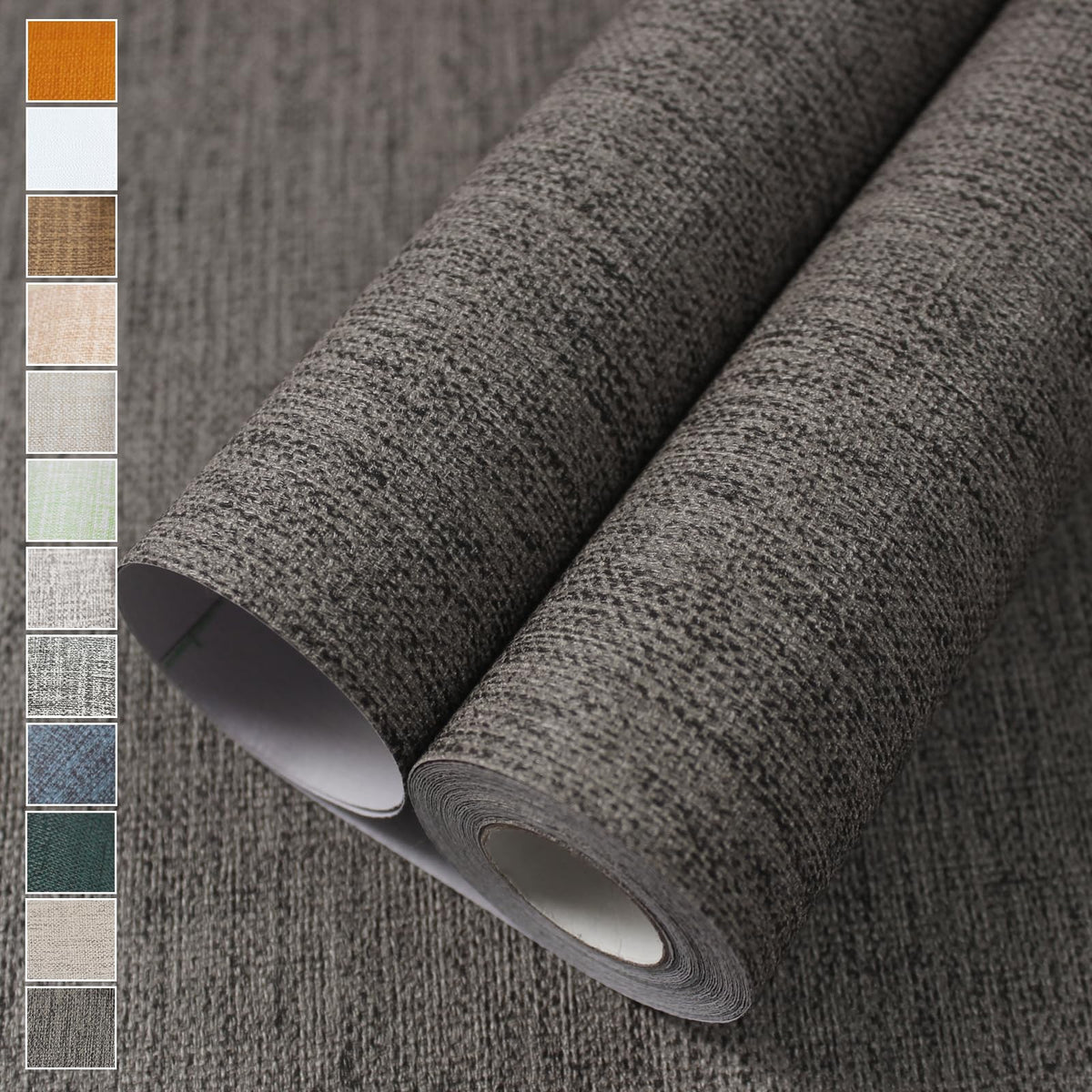WADILE Grasscloth Peel and Stick Wallpaper 15.7in x 78.7in, Textured Contact Paper for Cabinets, Faux Linen Wall Paper Pull and Stick, Fabric Vinyl Wallpaper Self Adhesive Light Gray