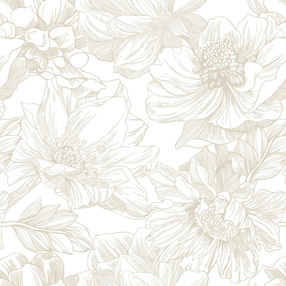 Ismoon Large Floral Peel and Stick Wallpaper Boho Beige Contact Paper 17.3inx6.5ft Neutral Wall Paper Removable Self Adhesive Wallpaper Bedroom Cabinet Bathroom Waterproof Mural Wall Decor Vinyl Roll