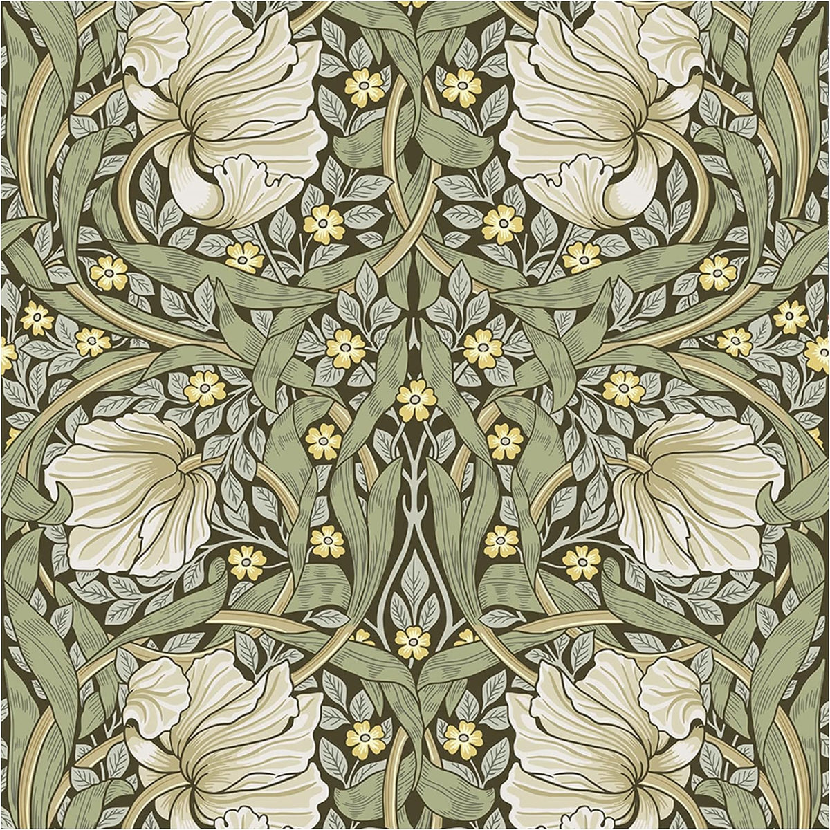 HAOKHOME William Morris Wallpaper Vintage Wall Paper Sage Green Removable