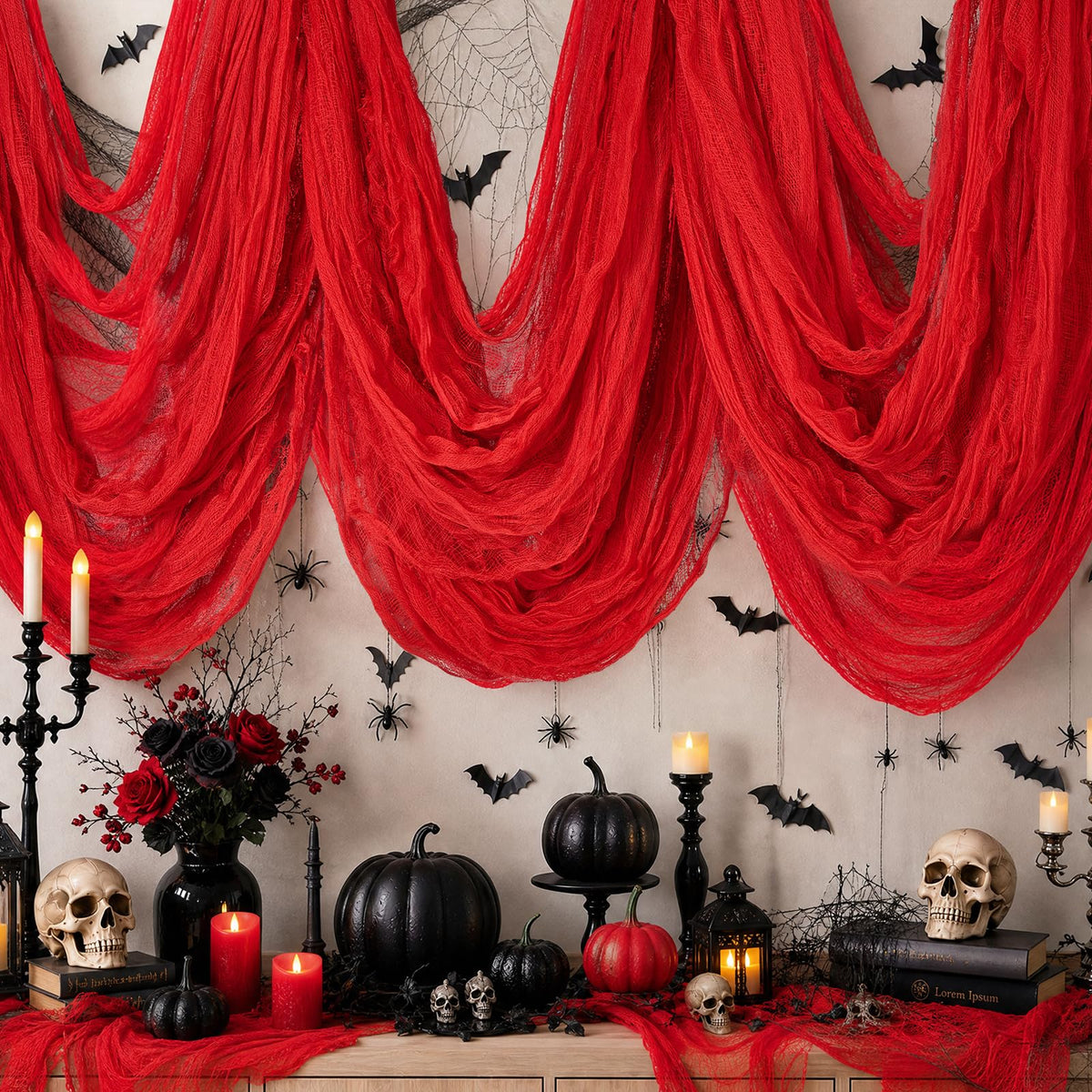 600 x 80 in Halloween Creepy Cloth for Yard and Outdoor Decorations, Green