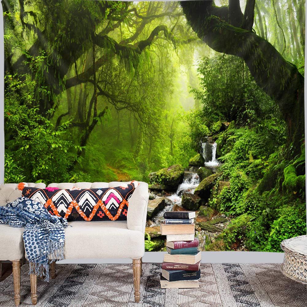 Llamazing Forest Tapestry Home Decor Landscape Living Room Bedroom Decoration Magic Tapestry Curtain (Morning Forest, 78''L×60''W)