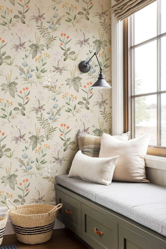 Simon&Siff Vintage Floral Peel and Stick Wallpaper 17.3" x 118"