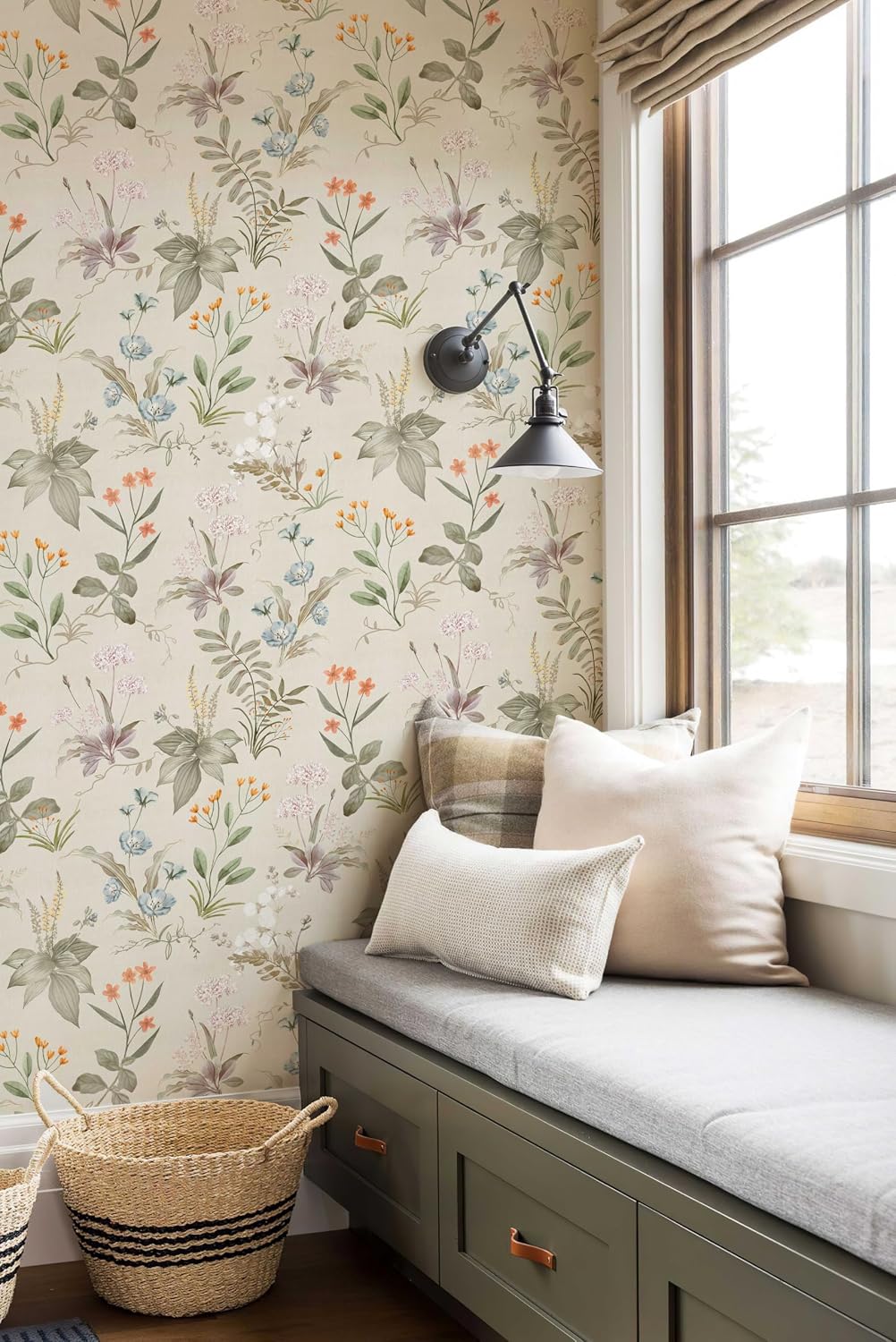 Simon&Siff Vintage Floral Peel and Stick Wallpaper 17.3" x 118"