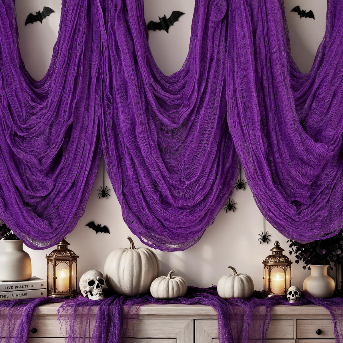 600 x 80 in Halloween Creepy Cloth for Yard and Outdoor Decorations, Green