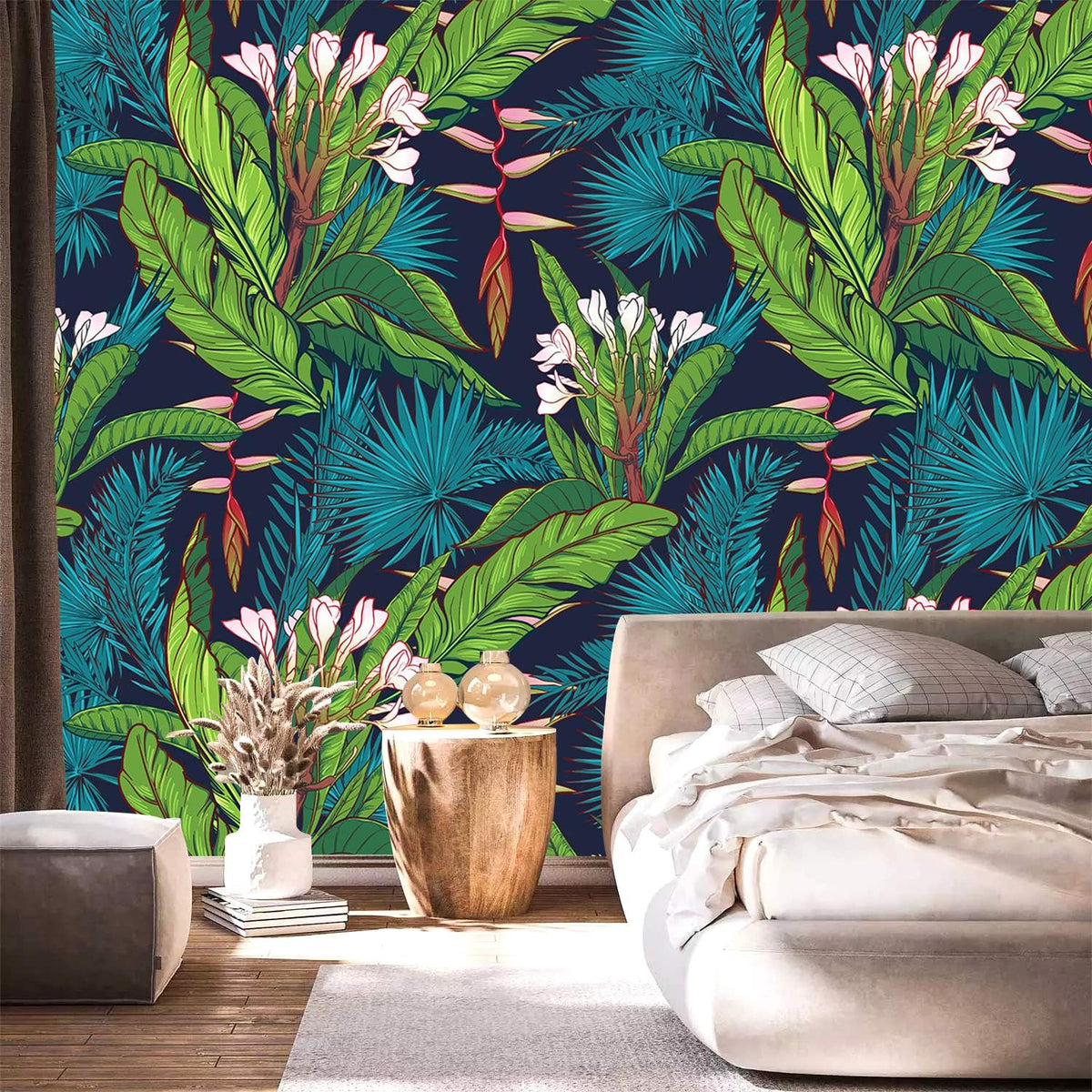 YQWDMX - Beige Forest Peel and Stick Wallpaper Jungle Self-Adhesive Mural for Living Room ZY12 L