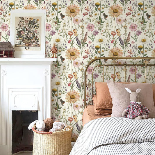 Livebor Floral Peel and Stick Wallpaper for Bathroom 16.9inch x 118.1inch