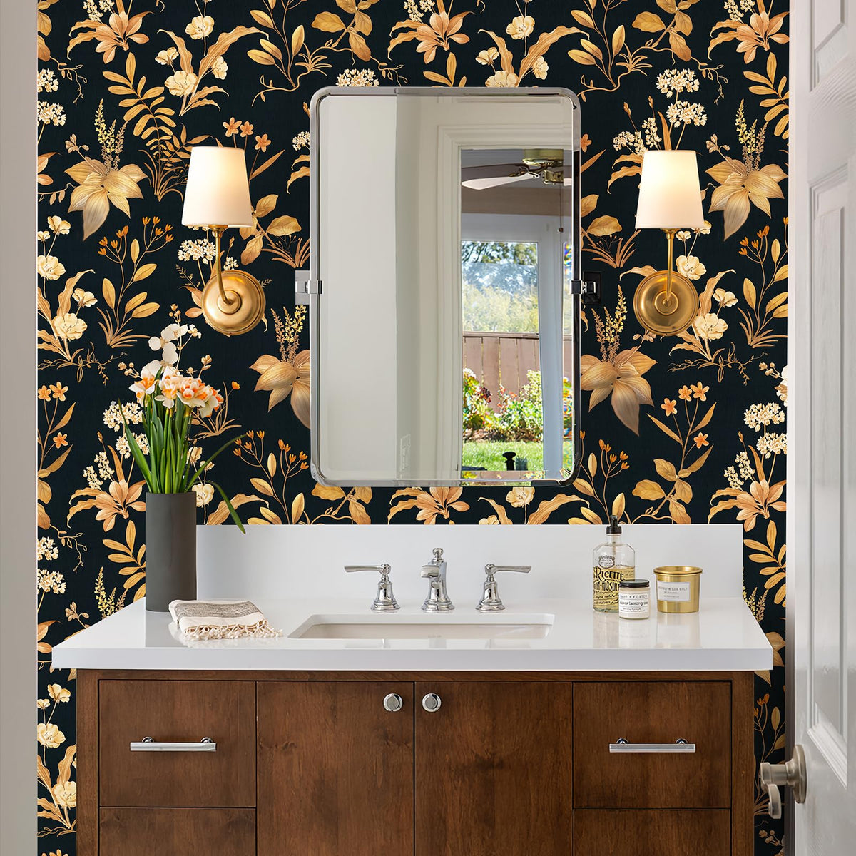 Simon&Siff Vintage Floral Peel and Stick Wallpaper 17.3" x 118"