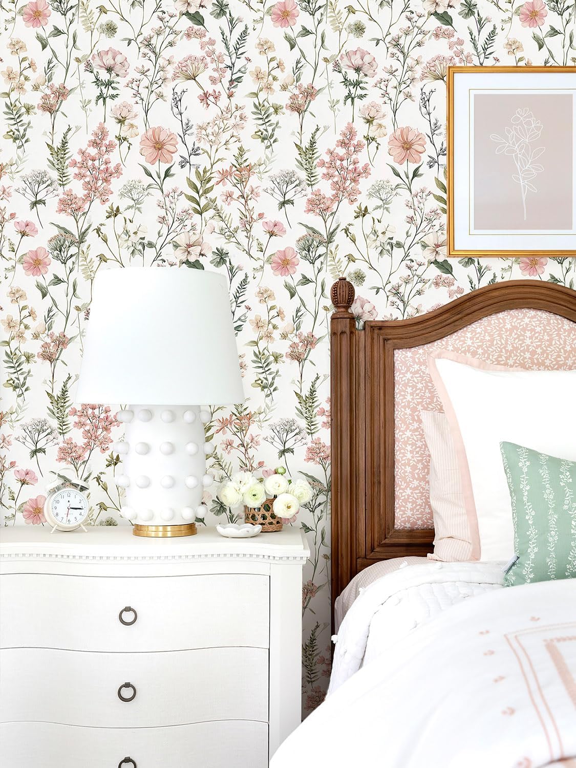 Orainege Pink Floral Peel and Stick Wallpaper Self Adhesive Wallpaper