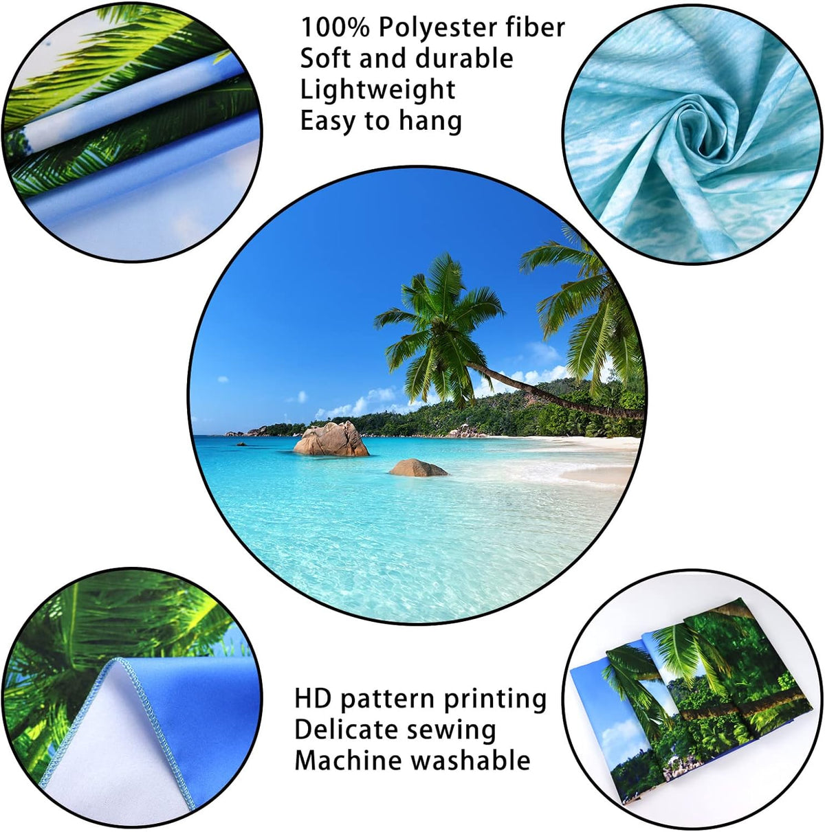 Racunbula Ocean Beach Tapestry Wall Hanging Tropic Paradise Beach Tapestry Coconut Tree Tapestries Hippie Bohemian Tapestries Palm Tree Wall Art Poster for Home Decor