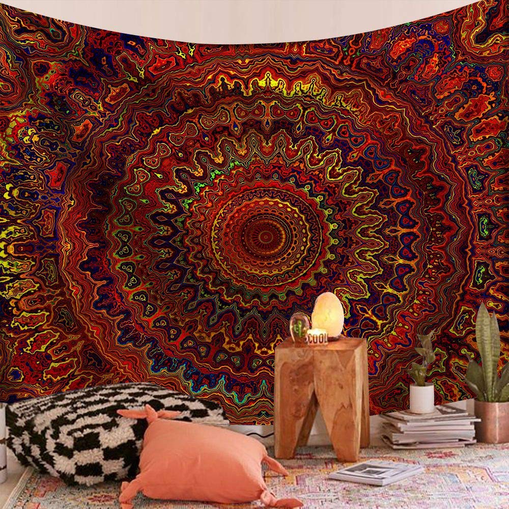 FENDROM Popular Handicrafts Indian hippie Bohemian Psychedelic Peacock Mandala Wall hanging College Dorm Beach Throws Table Cloth Bedding Tapestry