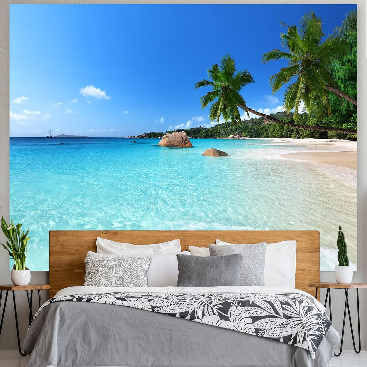 Racunbula Ocean Beach Tapestry Wall Hanging Tropic Paradise Beach Tapestry Coconut Tree Tapestries Hippie Bohemian Tapestries Palm Tree Wall Art Poster for Home Decor