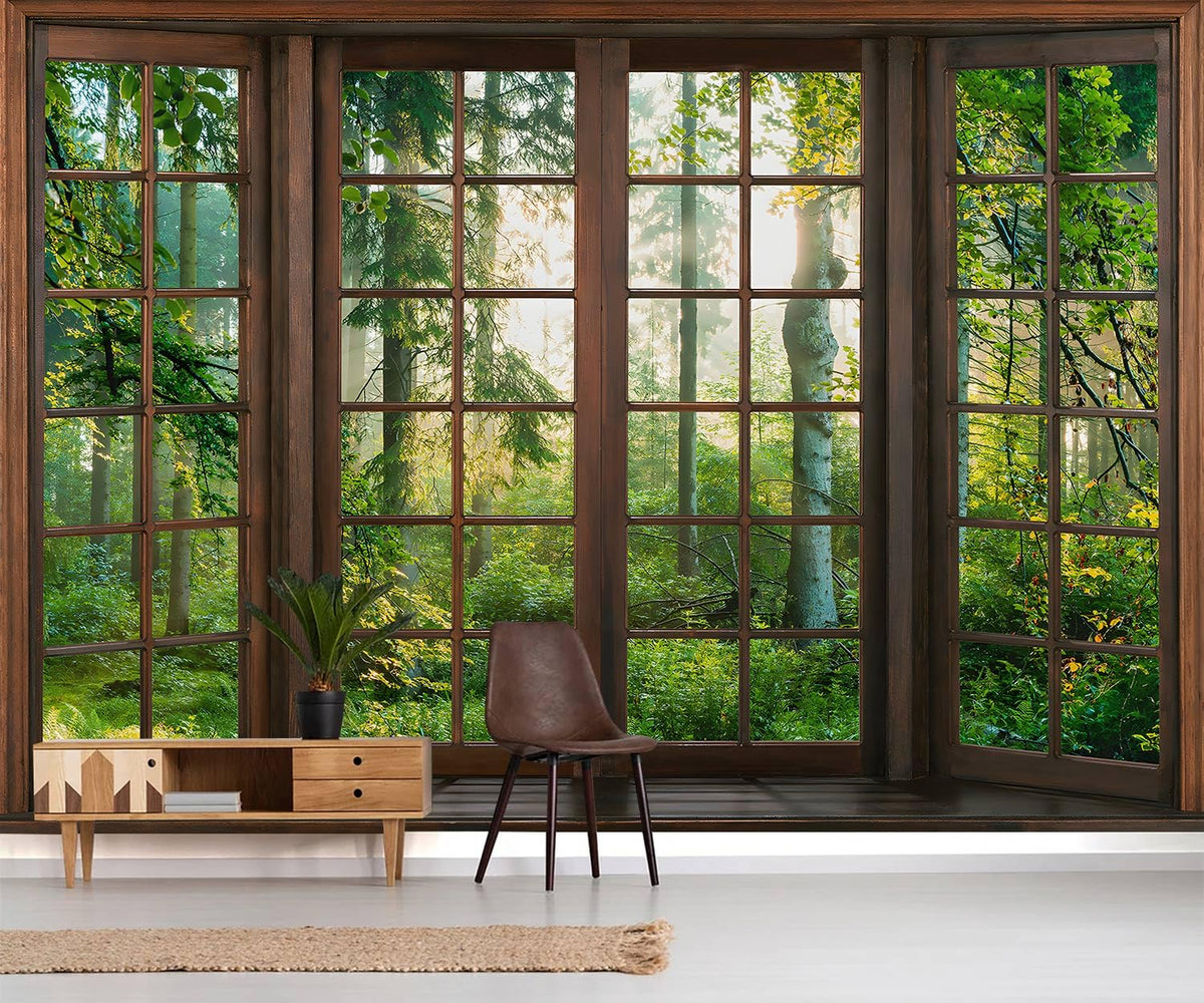 YQWDMX - Beige Forest Peel and Stick Wallpaper Jungle Self-Adhesive Mural for Living Room ZY12 L