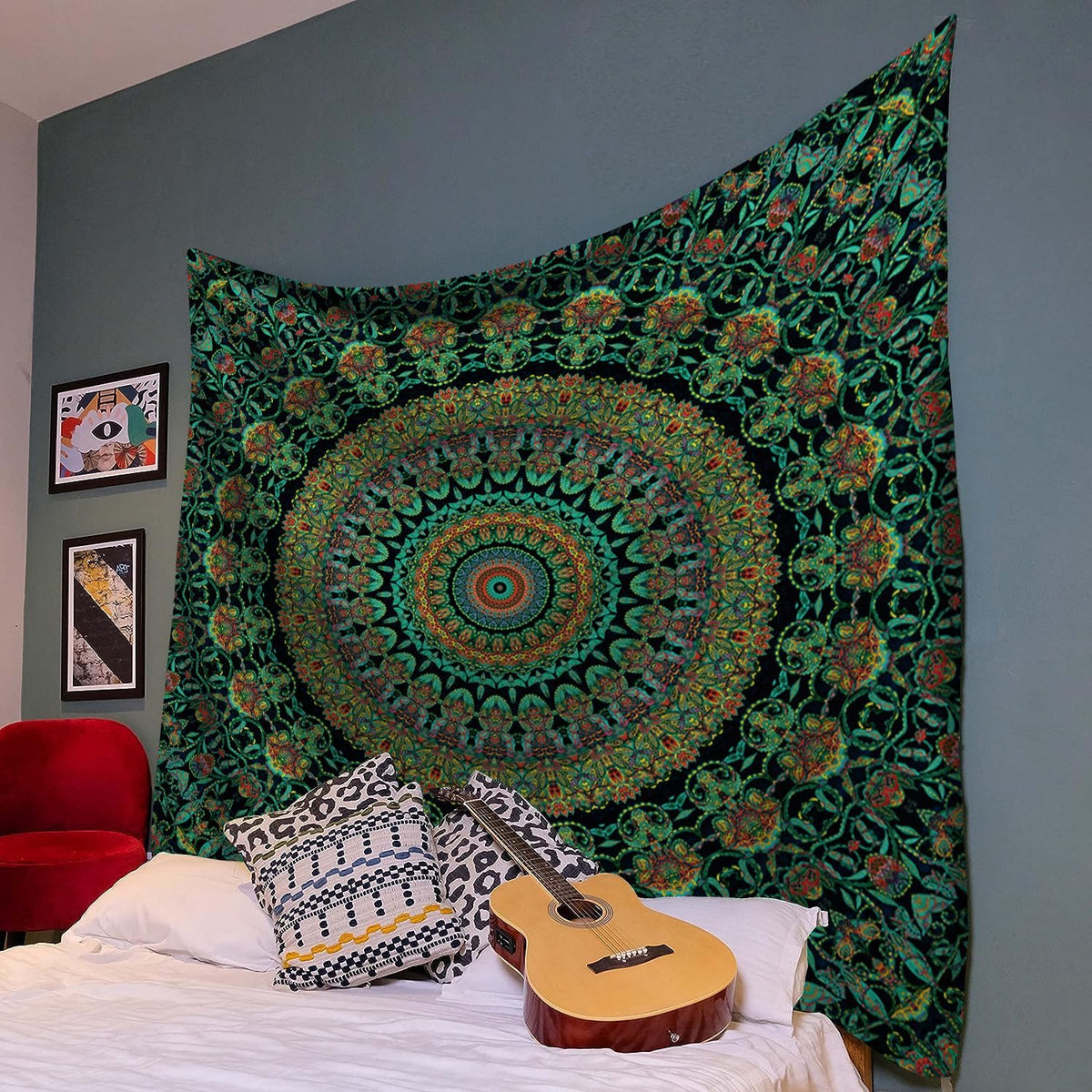 FENDROM Popular Handicrafts Indian hippie Bohemian Psychedelic Peacock Mandala Wall hanging College Dorm Beach Throws Table Cloth Bedding Tapestry