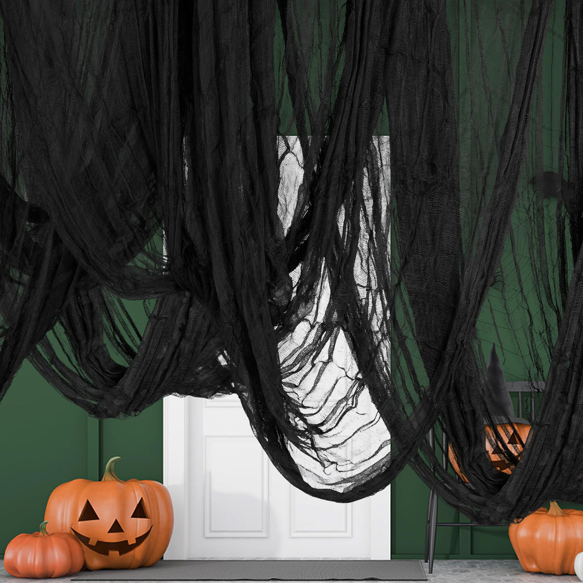 RunNico 197" x 85" Halloween Creepy Cloth - Halloween Spooky Fabric Cloth - Scary Gauze Blood Creepy Cloth for Haunted House Halloween Party Yard Wall Doorway Outdoors Decoration