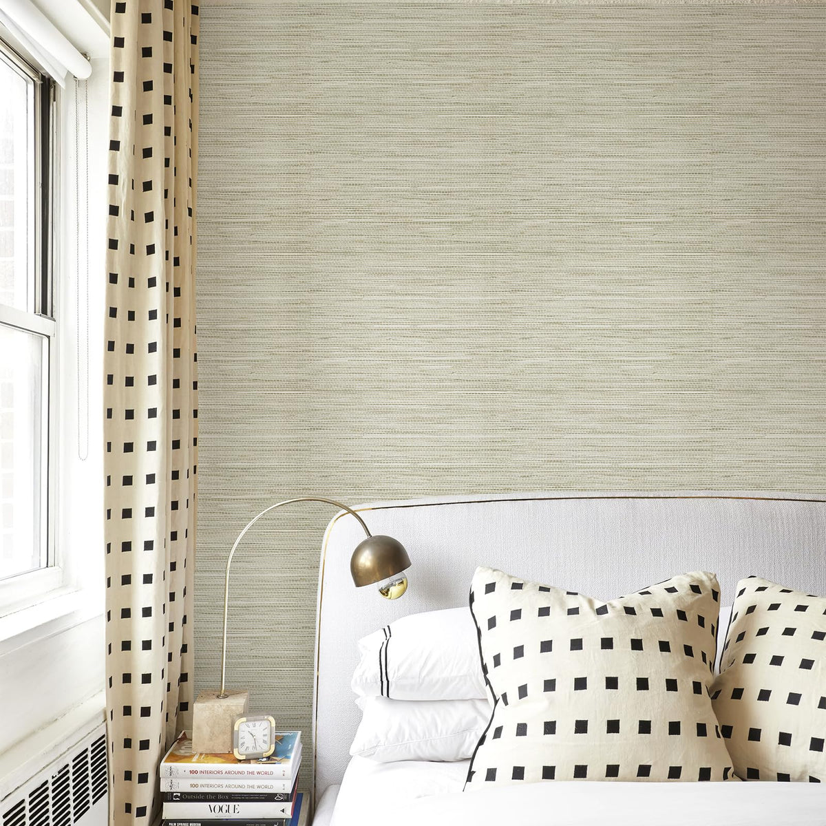 Simon&Siff Textured Grasscloth Peel and Stick Wallpaper 17.7"x394" Neutral Faux Grassweave Wallpaper Waterproof Self Adhesive Removable Wallpaper Mural for Home Decor Bedroom Kitchen Cabinet