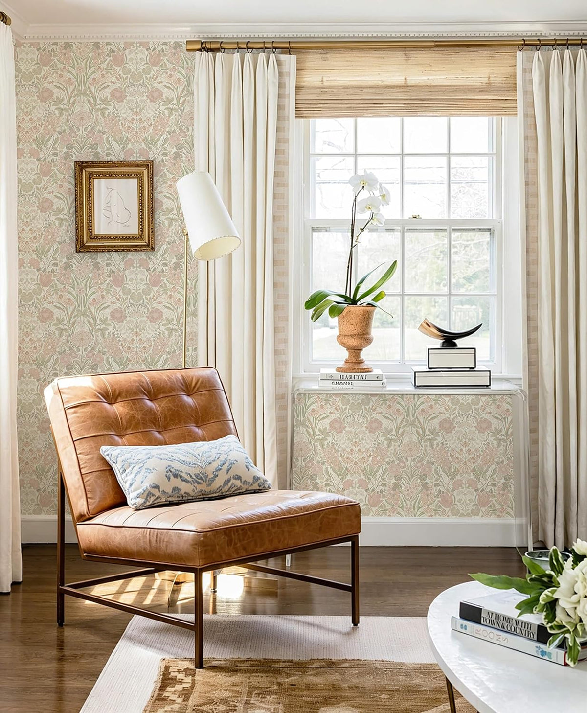 Heroad Vintage Peel and Stick Wallpaper Pink and Green Floral Contact Paper