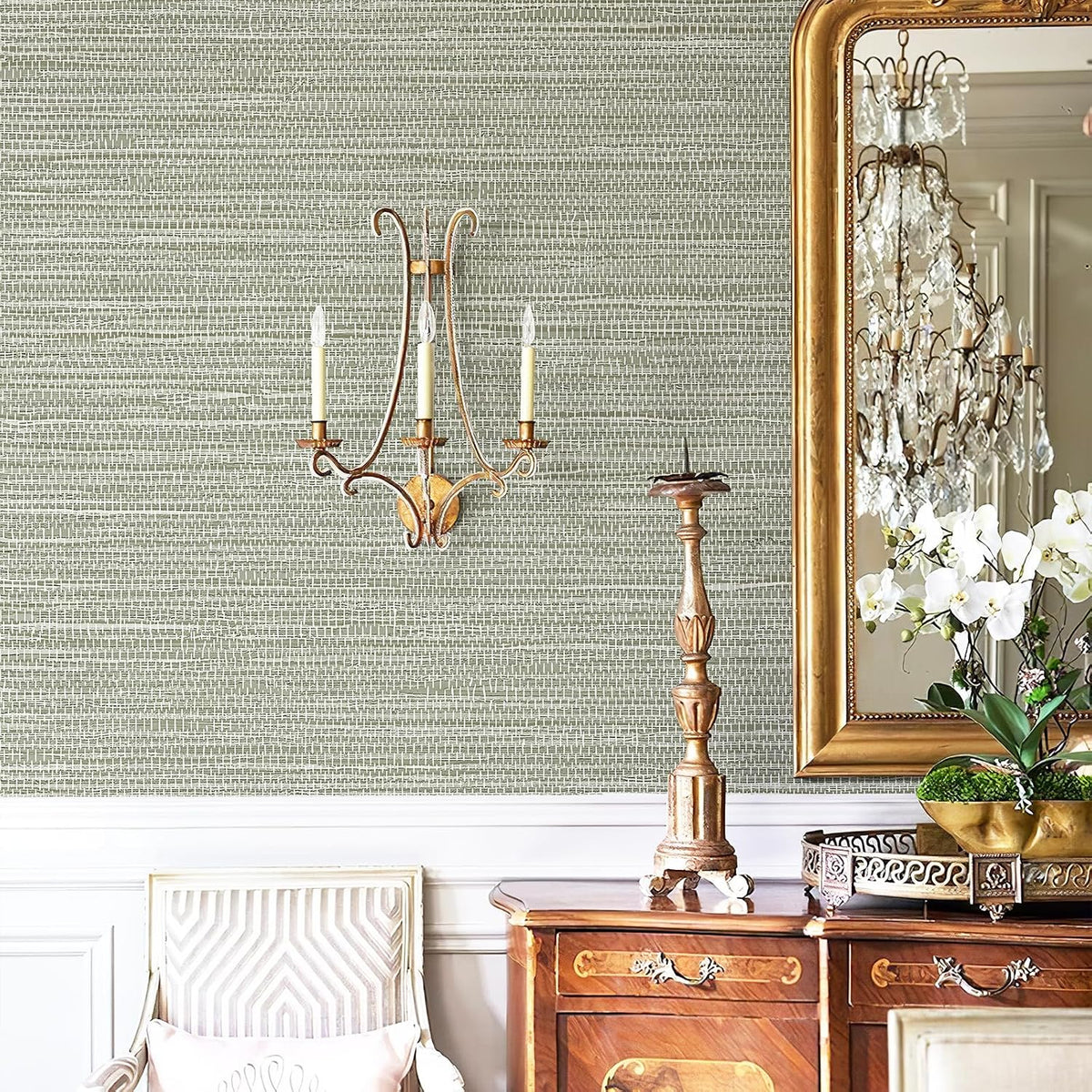 Simon&Siff Textured Grasscloth Peel and Stick Wallpaper 17.7"x394" Neutral Faux Grassweave Wallpaper Waterproof Self Adhesive Removable Wallpaper Mural for Home Decor Bedroom Kitchen Cabinet