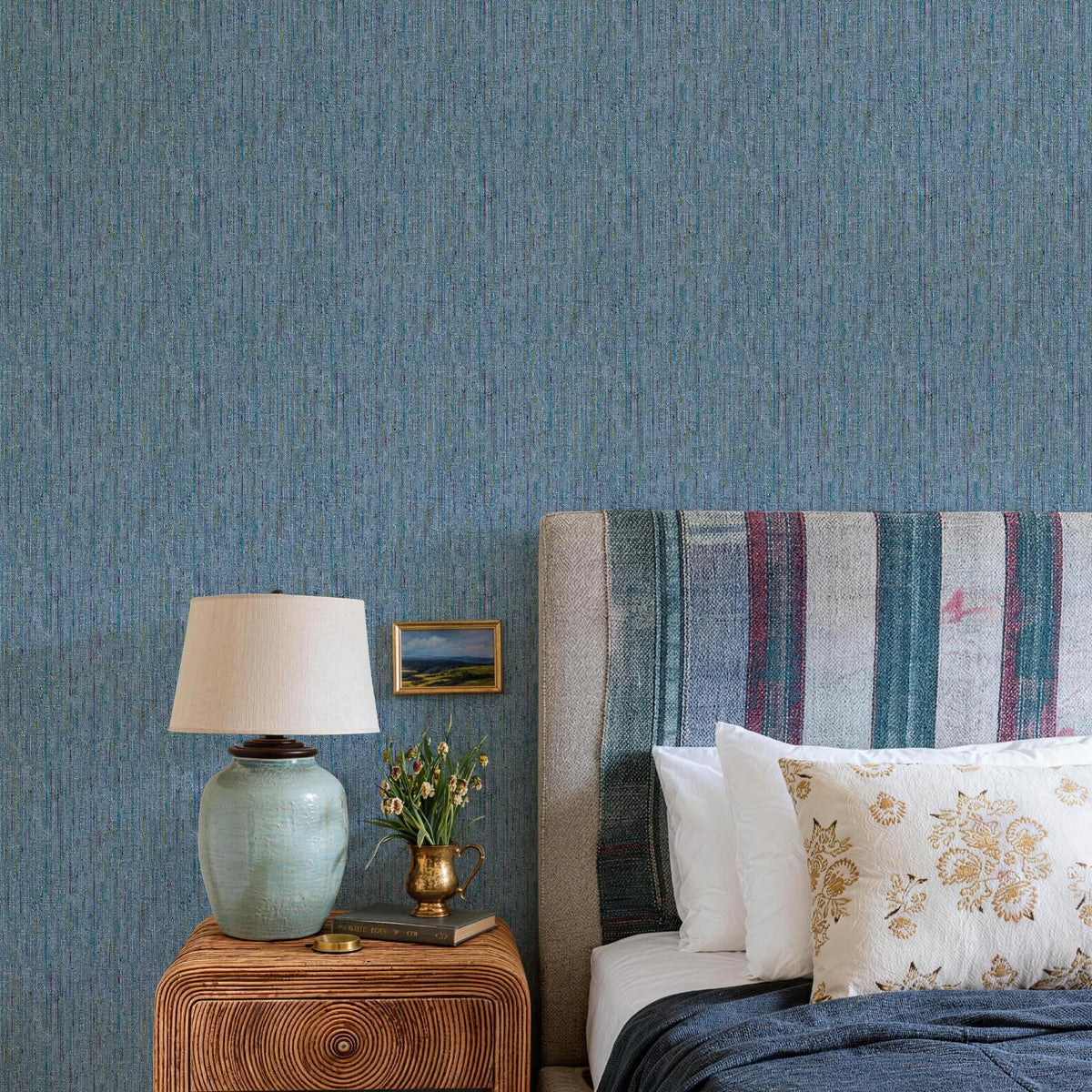 JiffDiff Woven Wallpaper Peel and Stick 17.3" x 120" Colorful Paint Grasscloth Contact Paper Textured Waterproof Self Adhesive Stick on Wallpaper(14.4 sq. ft Gray)