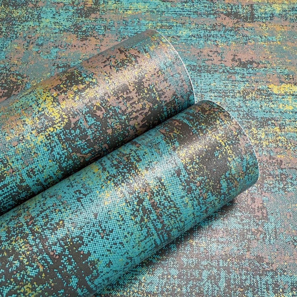 JiffDiff Vintage Metallic Peel and Stick Wallpaper Industrial Metallic Concrete Wall Paper Modern Stick on Wallpaper Self Adhesive Contact Paper(17.3" x 1200" Black Gold)