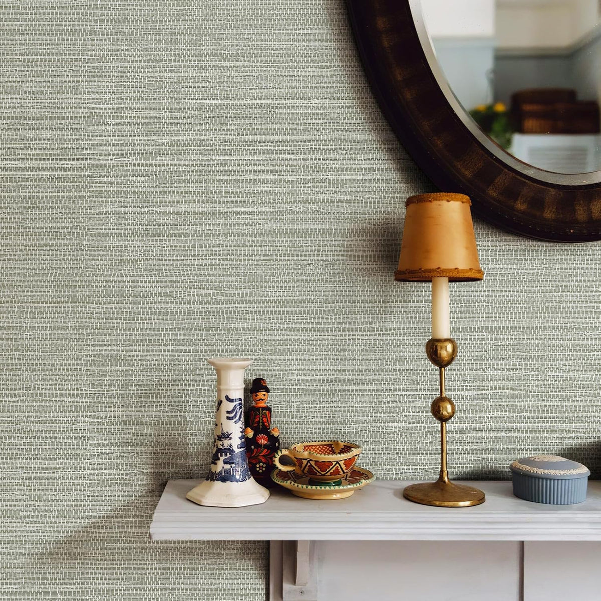 JiffDiff Grasscloth Wallpaper Peel and Stick Cream Grassweave Stick on Wallpaper Textured Self Adhesive Contact Paper 17.3"x118"