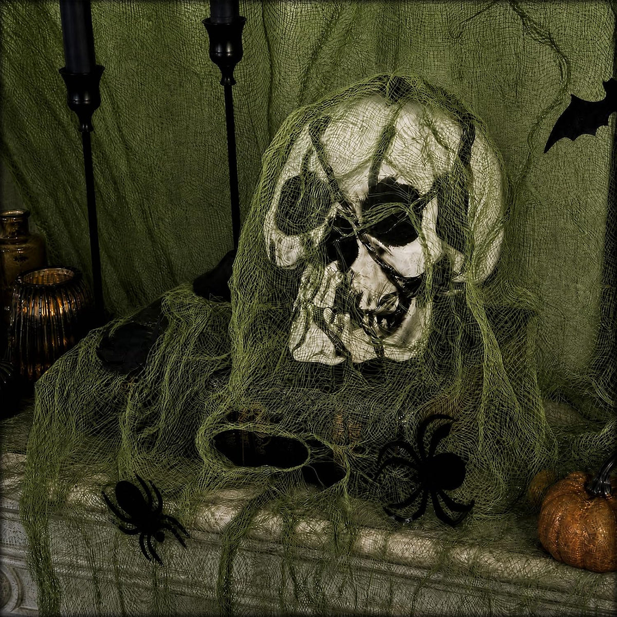 600 x 80 in Halloween Creepy Cloth for Yard and Outdoor Decorations, Green