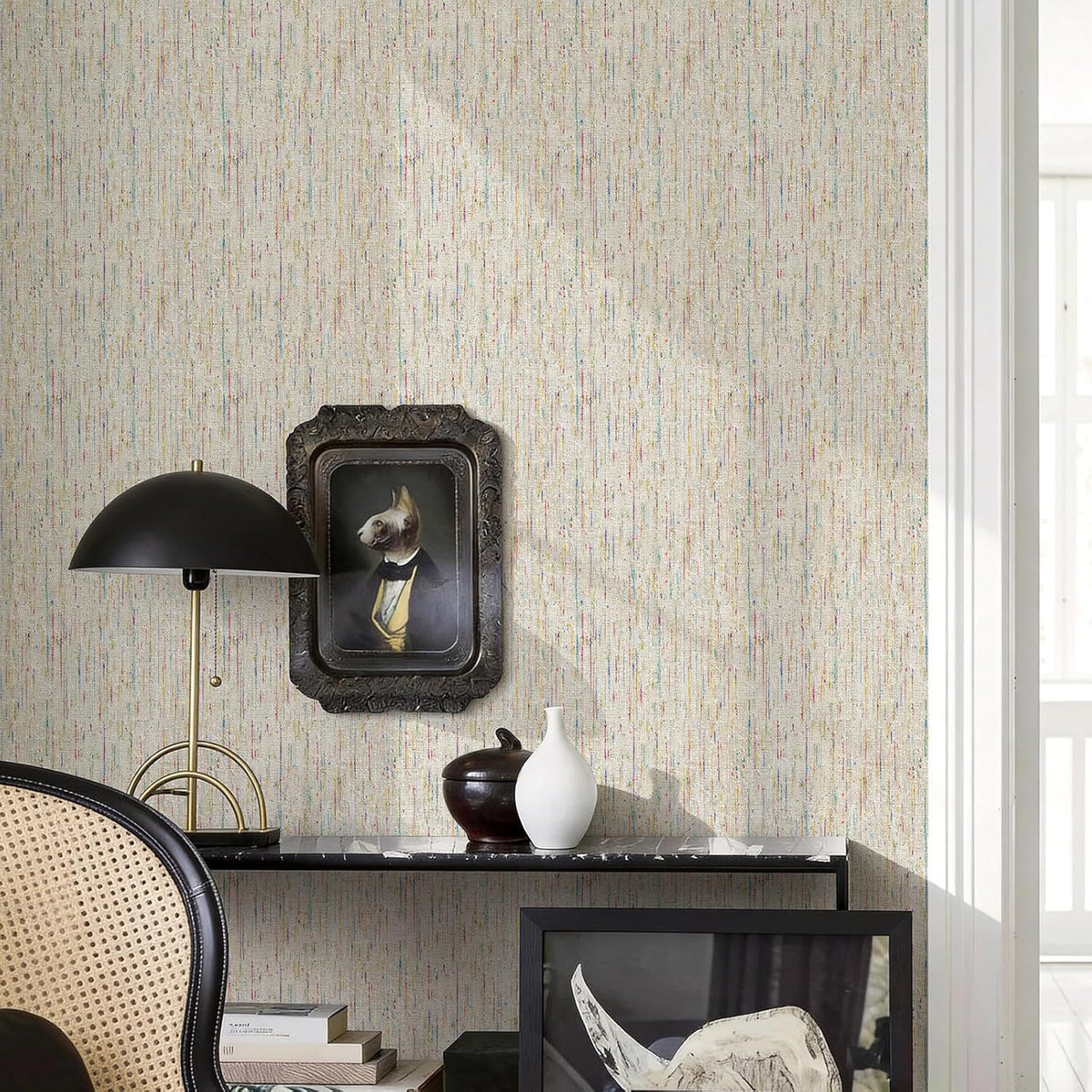 JiffDiff Woven Wallpaper Peel and Stick 17.3" x 120" Colorful Paint Grasscloth Contact Paper Textured Waterproof Self Adhesive Stick on Wallpaper(14.4 sq. ft Gray)