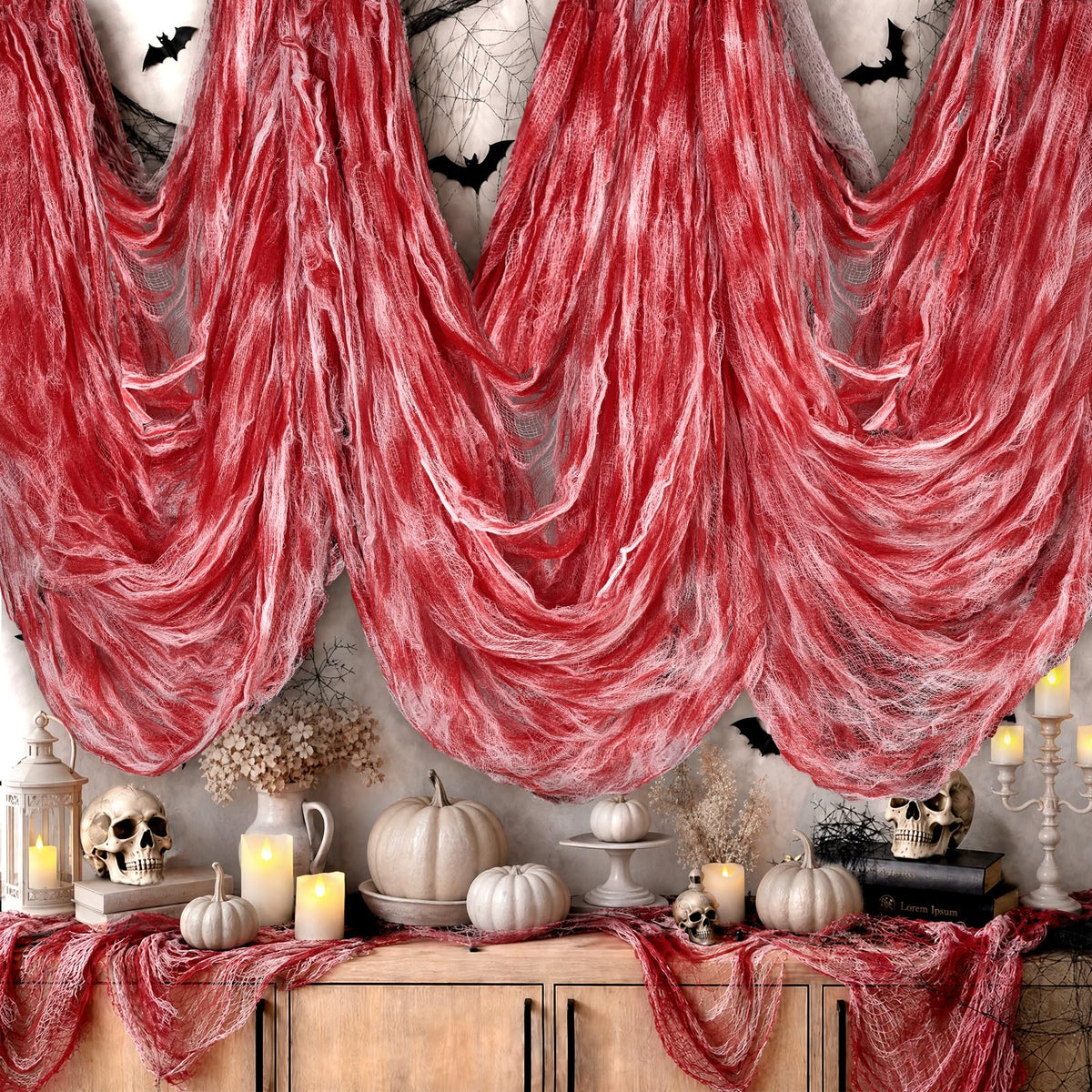 600 x 80 in Halloween Creepy Cloth for Yard and Outdoor Decorations, Green