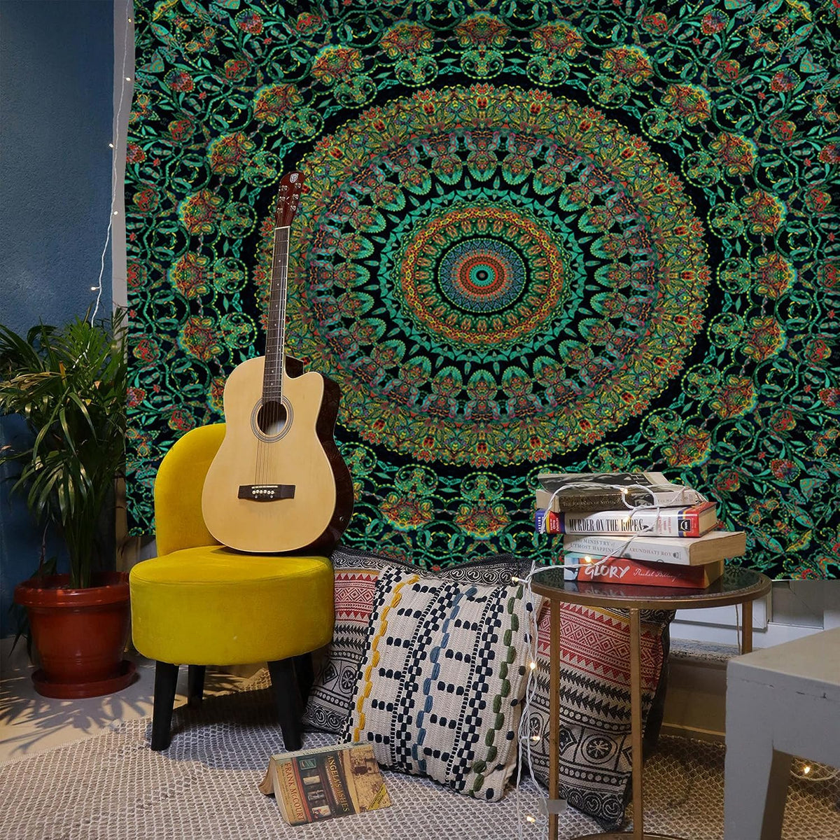 FENDROM Popular Handicrafts Indian hippie Bohemian Psychedelic Peacock Mandala Wall hanging College Dorm Beach Throws Table Cloth Bedding Tapestry